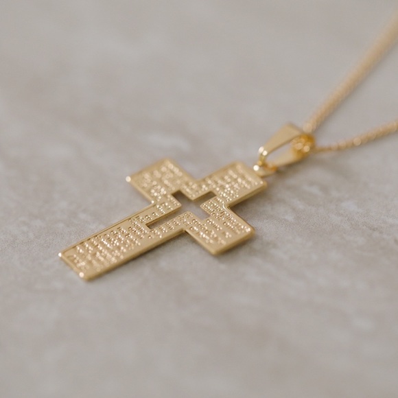 Our Father Prayer Cross Necklace | 18k Gold Filled - Picture 3 of 5
